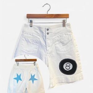 Reworked Shorts with Appliqué 8 ball